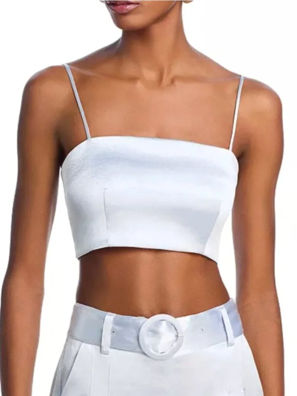 Cinq à Sept NWT | Nikki Hammered Satin Crop Top in Mercury